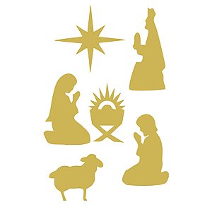 Aplique Decorativo Presépio de Natal Dourado P - 15 Un