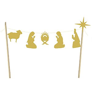 Varalzinho Decorativo no Palito Presépio de Natal Dourado - 1 Un