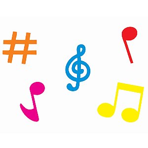 Aplique Decorativo Notas Musicais Color G - 5 Un