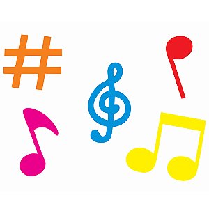 Aplique Decorativo Notas Musicais Color GG - 5 Un