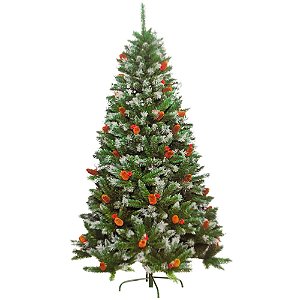 Árvore de Natal 1,50 Metros Pé de Ferro Pinhas e Cerejas com 500 Galhos