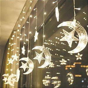 Cascata de Led com 130 Leds Meia Lua 3,00 Metros Branco Frio - Bivolt