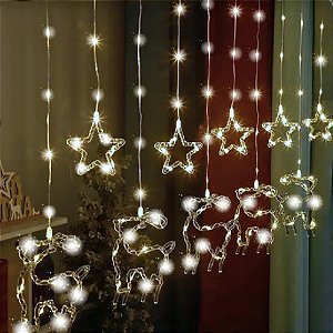 Cascata de Led com 130 Leds Renas 3,00 Metros Branco Frio - Bivolt