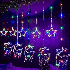 Cascata de Led com 130 Leds Renas 3,00 Metros Colorido - Bivolt