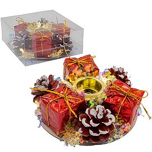 Enfeite Porta Vela Candelabro Natalino 10cm - 1 Un