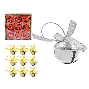 Enfeites Natalino Guizo de Metal 3cm Cores Variadas - Kit com 9 Peças
