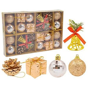 Enfeites Natalino Luxo 24x16cm - Kit com 24 Peças