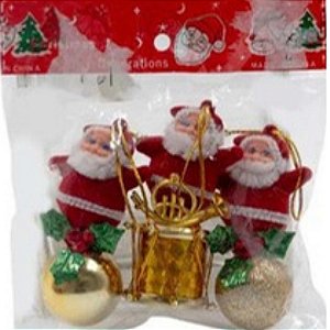 Enfeites Natalino Papai Noel Sortido 8x4cm - Kit com 3 Peças