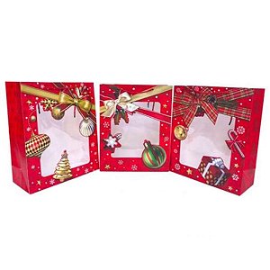 Sacola de Papel Natalina 32x26cm com Visor - 1 Un