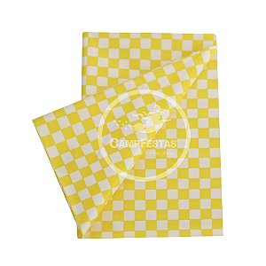 Toalha Plástica Perolada 78x78cm Xadrez Amarelo - 10 Un