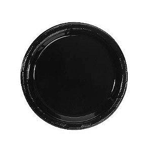 Prato Plástico Happy Line 18cm Preto - 10 Un