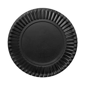 Prato Descartável Cartonado Pequeno 15cm Preto - 10 Un