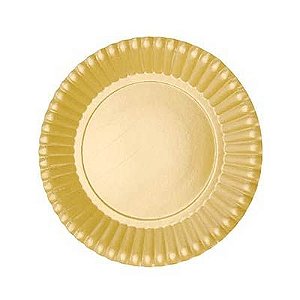 Prato Descartável Cartonado Pequeno 15cm Ouro - 10 Un