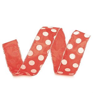 Fita com Bola Vermelho e Branca 3,8 cm x 9,14 mts (Fitas Natalinas) - 3 Un