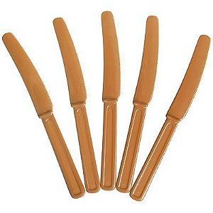 Faca Plástica Para Refeição Happy Line Dourado - 10 Un