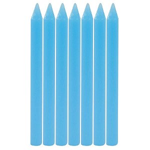 Vela Palito Liso Azul - 24 Un