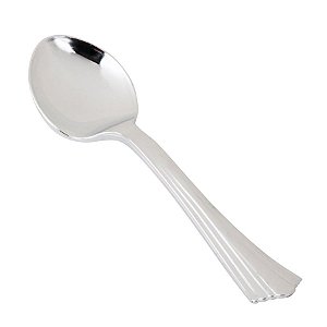 Colher Plástica Inox Sobremesa Clássica - 10 Un