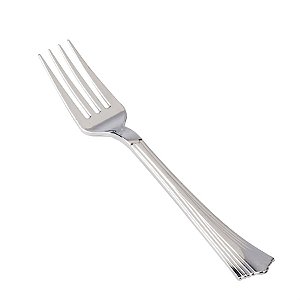 Garfo Plástico Inox Refeição Clássica - 10 Un