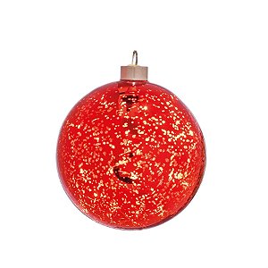 Iluminação de Natal - Bola com Vidro Led 2 Pilha AA Vermelho 12cm