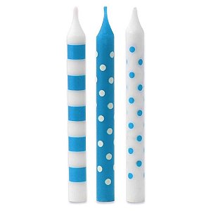 Vela Palito Azul Bebê - 12 Un