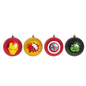 Bola de Natal Avengers Colorido 8cm - 4 Un