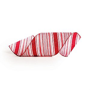 Fita de Natal com Listras de Glitter Vermelho e Branco 10cm - 1 Un