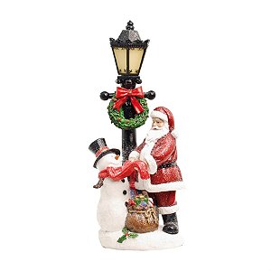 Noel ao Lado do Poste com Led Colorido (Santa Claus)
