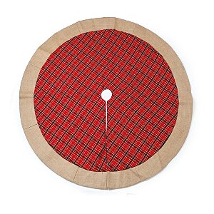 Saia Xadrez Marfim e Vermelho 120 cm