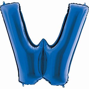 Balão Metalizado Letra W Azul 40'' / 101cm