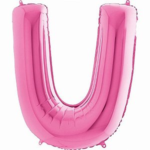 Balão Metalizado Letra U Pink 40'' / 101cm