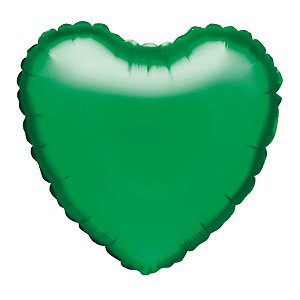 Balão Metalizado Coração Verde 18" / 45cm