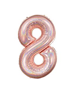 Balão Metalizado Número 8 Holográfico Glt Rose Gold 40'' / 101cm