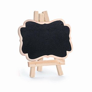 Mini Cavalete com Lousa Borda Decorada Natural - 3 Peças