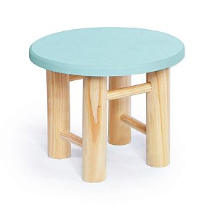 Mini Banco Redondo Verde Água 13x13x9