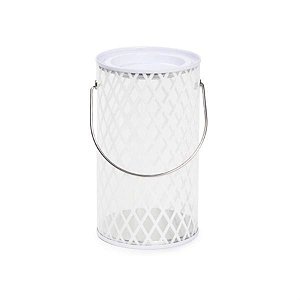 Lata Redonda com Tampa Alça Decorada Branca 7x12,5