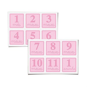Cartela Adesiva Mês de Aniversário Rosa - 1 Unidade