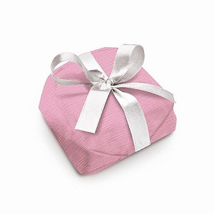 Bem Casado Papel Crepom Rosa Colorido com Fita Branca 16x16 - 40 Un