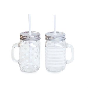 Caneca de Suco Estampadas Branco 10x7x13 - 1 Unidade