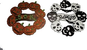 Enfeite Abobora e Caveira Para Parede Halloween Tam. Aprox. 27Cm
