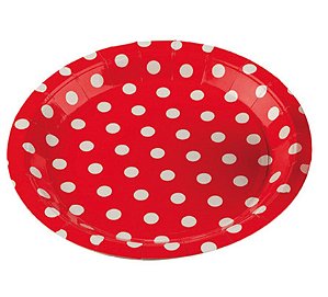 Prato Papel Poá Vermelho - 10 Un