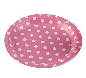 Prato Papel Poá Rosa Bebe - 10 Un