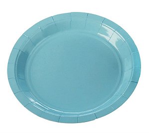 Prato Papel Liso Azul Bebe - 10 Un