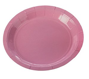 Prato Papel Liso Rosa Bebe - 10 Un