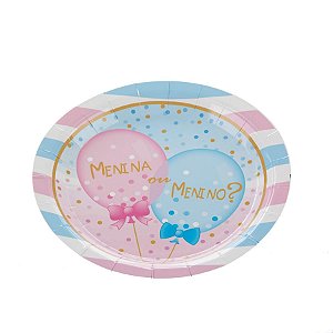 Prato Papel Balão Menino Ou Menina - 10 Un