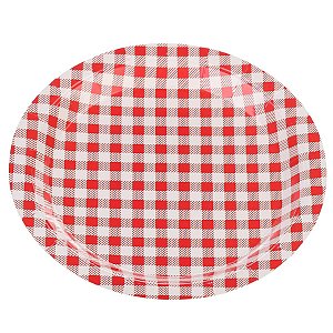 Prato Papel Xadrez Vermelho Junina - 10 Un