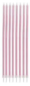 Vela Palito Gigante Metalizada Rosa - 8 Un