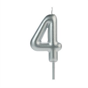 Vela Big Metalizada 8,5cm Prata Nº 4