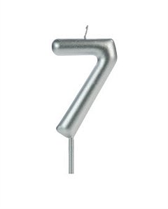 Vela Big Metalizada 8,5cm Prata Nº 7