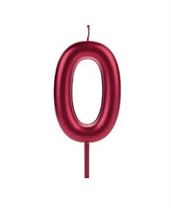 Vela Big Metalizada 8,5cm Vermelha Nº 0