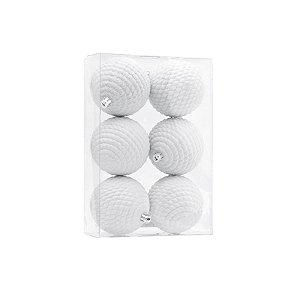 Bola de Natal Branco 8cm - 6 Un